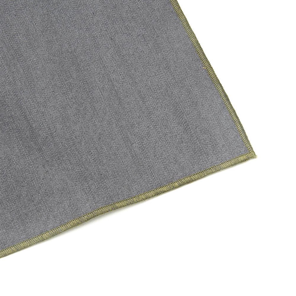 Denim grijs tafelkleed - met groene rand - Bliek Tof Tafelen - 140x350 cm