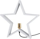 STAR Trading Lysekil Kerst Tafellamp Ster - E27 - 50 cm- hout/staal/wit/geelkoper