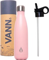 Bouteille d'eau avec paille et bec verseur bouteille de sport 500ml - Bouteille d'eau - VANN bouteille thermos  - rose