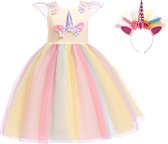 Unicorn jurk - Eenhoorn - Prinsessenjurk Meisje - Unicorn Haarband - maat 116/122(130) - Verkleedkleren Meisje - Prinsessen Verkleedkleding - Carnavalskleding Kinderen