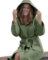 ARTG® Robezz - Peignoir gaufré avec capuche - Vert armée - Vert armée - Katoen - Taille L/XL