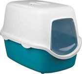 Best4u kattenbak, met kap, 40 × 40 × 56 cm, aquamarine/wit