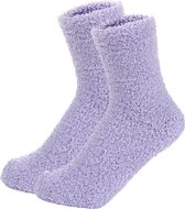Fluffy Sokken Dames - Paars - One Size maat 36-41 - Huissokken - Badstof - Dikke Wintersokken - Cadeau voor haar - Housewarming - Verjaardag - Vrouw