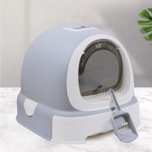 Hygiënische Gesloten Kattenbak - voor Grote en Kleine Katten/Kittens - met Lade en Filter - Inclusief Schep - Makkelijk Schoonmaken - Grijs