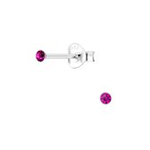 Joy|S - Zilveren mini rond oorbellen voor kinderen - 2 mm - kristal roze