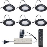 Ledisons LED Inbouwspots met Afstandsbediening - Modena Zwart Set met 6 spotjes met Driver - Dimbaar Niet verstelbaar IP54 3W 2700K Warm wit licht 240V 120 Stralingshoek >95 CRI Tr