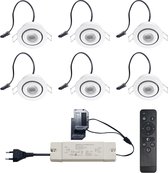 Ledisons LED Inbouwspots met Afstandsbediening Piccolo Wit Set 8 spotjes met Driver - Dimbaar Kantelbaar IP54 3W 2700K Warm wit licht 240V 38 Stralingshoek >80 CRI Traploos Dimmen