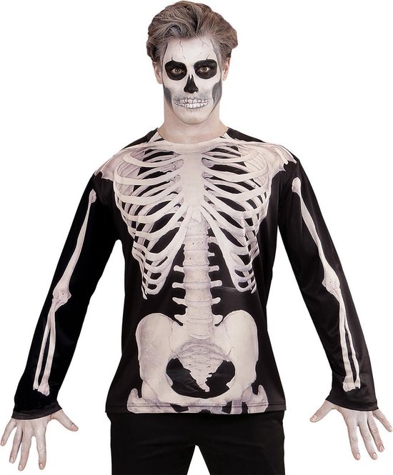 Spook & Skelet Kostuum | T-Shirt Lange Mouwen Berend Botje Man | XL | Carnaval kostuum | Verkleedkleding