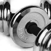 #DoYourFitness halterset 20 KG, 2 x 10 kg dumbbell geschikt voor alle spiergroepen, dumbbell bar en halterschijven, chrome, dumbbell, dumbbell