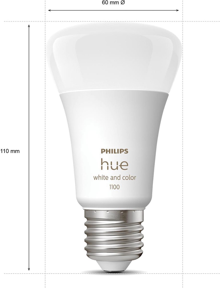 Philips Hue Starterspakket - E27 - met 2 Standaard Lampen - Wit en Gekleurd Licht - Incl. 1 Hue Bridge - Hue White and Color Ambiance thumbnail 7
