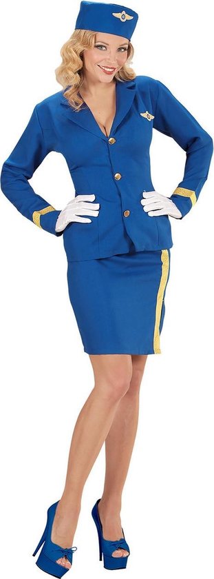Widmann - Stewardess Kostuum - Koninklijke Stewardess - Vrouw - Blauw - XS - Carnavalskleding - Verkleedkleding