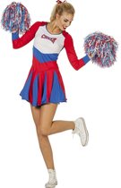 Wilbers & Wilbers - Cheerleader Kostuum - Cheerleader Go Go Go - Vrouw - Blauw, Rood - Maat 38 - Carnavalskleding - Verkleedkleding