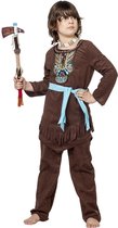Wilbers - Indiaan Kostuum - Indiaan Potawatomi Luxe - Jongen - bruin - Maat 152 - Carnavalskleding - Verkleedkleding