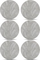 S&P Onderzetters voor glazen - Bloem patroon - Grijs - 6 stuks - Ø 10 cm