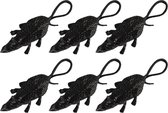 18x stuks horror griezel ratten zwart 8 cm - Plastic nep ratten - Halloween thema decoratie/accessoires