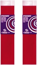 Pakket van 10x stuks crepe papier plat donker rood 250 x 50 cm - Knutselen met papier