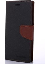Telefoonhoesje geschikt voor Apple iPhone 13 Mini - Mercury Fancy Diary Wallet Case - Hoesje met Pasjeshouder - Zwart/Bruin
