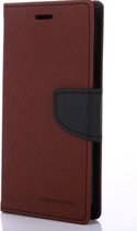 Telefoonhoesje geschikt voor Apple iPhone 13 Pro Max - Mercury Fancy Diary Wallet Case - Hoesje met Pasjeshouder - Bruin/Zwart