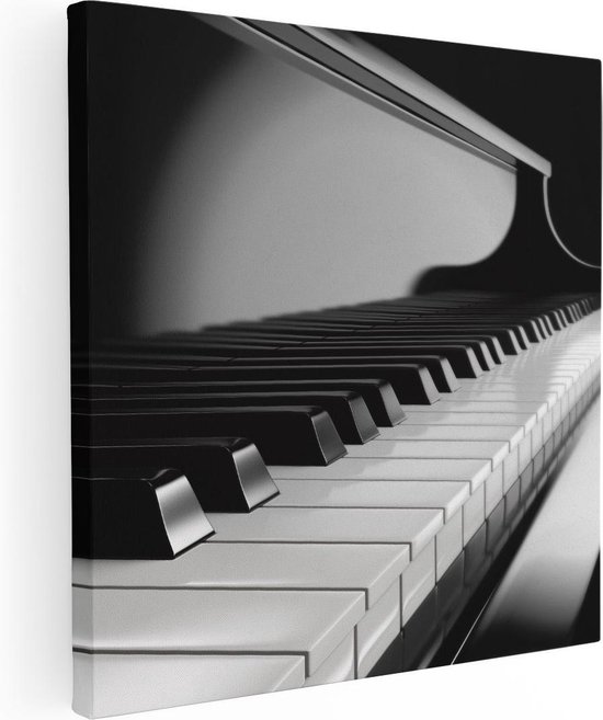 Artaza Canvas Schilderij Pianotoetsen - Noten - Piano - 80x80 - Groot - Foto Op Canvas - Canvas Print