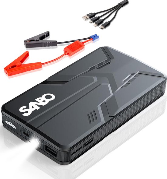 Sanbo x12 pro jumpstarter 600a – 4 in 1 starthulp – 16. 000mah batterij – acculader auto - accu booster voor auto -