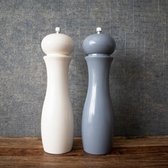 Zout en Pepermolen Set - Wit en Grijs - Pepermolen - Zoutmolen - 2 stuks - Hervulbaar - Duurzaam - Geschikt voor alle specerijen - Keukengerei - Tijdloos design - Trendy - Luxe Zout en Peperm