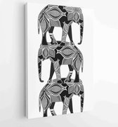 Canvas schilderij - Elephants in the ethnic style stand on the backs of each other -  Productnummer 67816981 - 80*60 Vertical