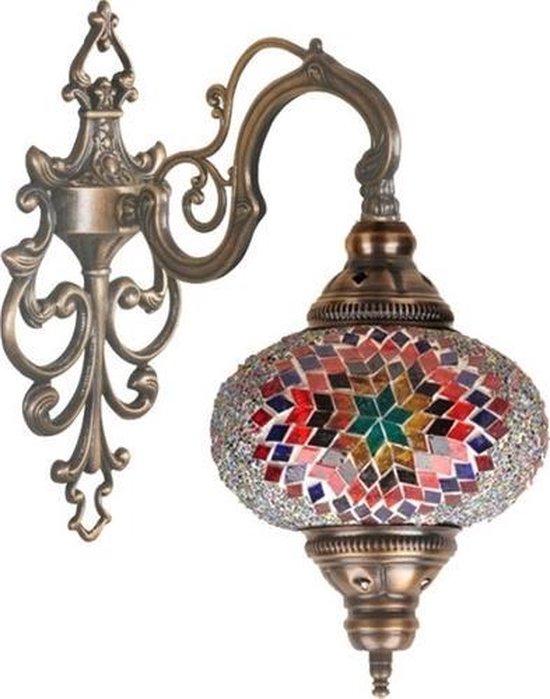 Handgemaakte Turkse wandlamp multicolour Oosterse Mozaïek Marokkaanse lamp  | bol.com