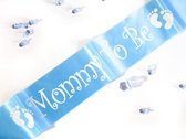 Mommy to be baby shower Sash - Embellissement de ceinture bleu pour enceinte - Blauw avec lettres blanches - Gender Reveal