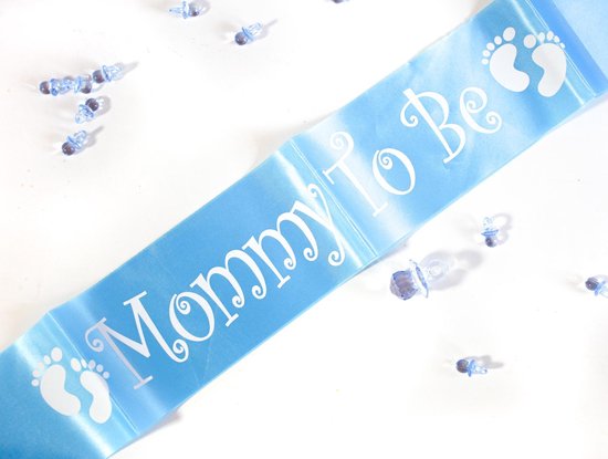 Babyshower Sjerp Mommy to be Jongen Blauw Babydouche - Blauwe sash versiering voor zwangere - Gender Reveal Versiering