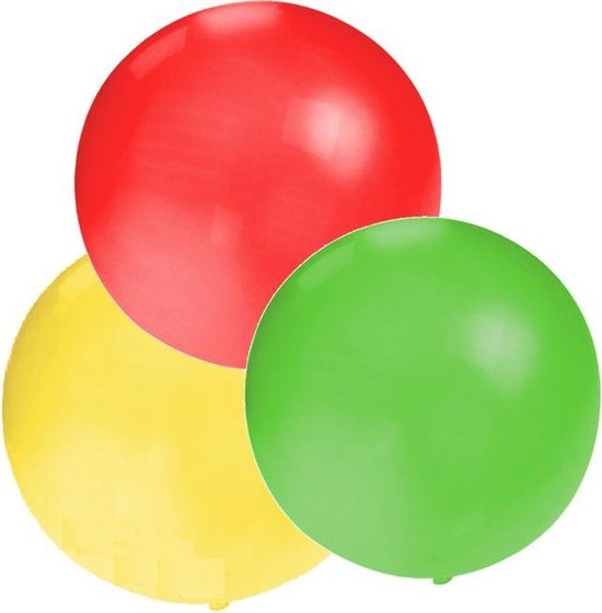 3 mega ballonnen carnaval rood-geel-groen 60 cm | bol.com