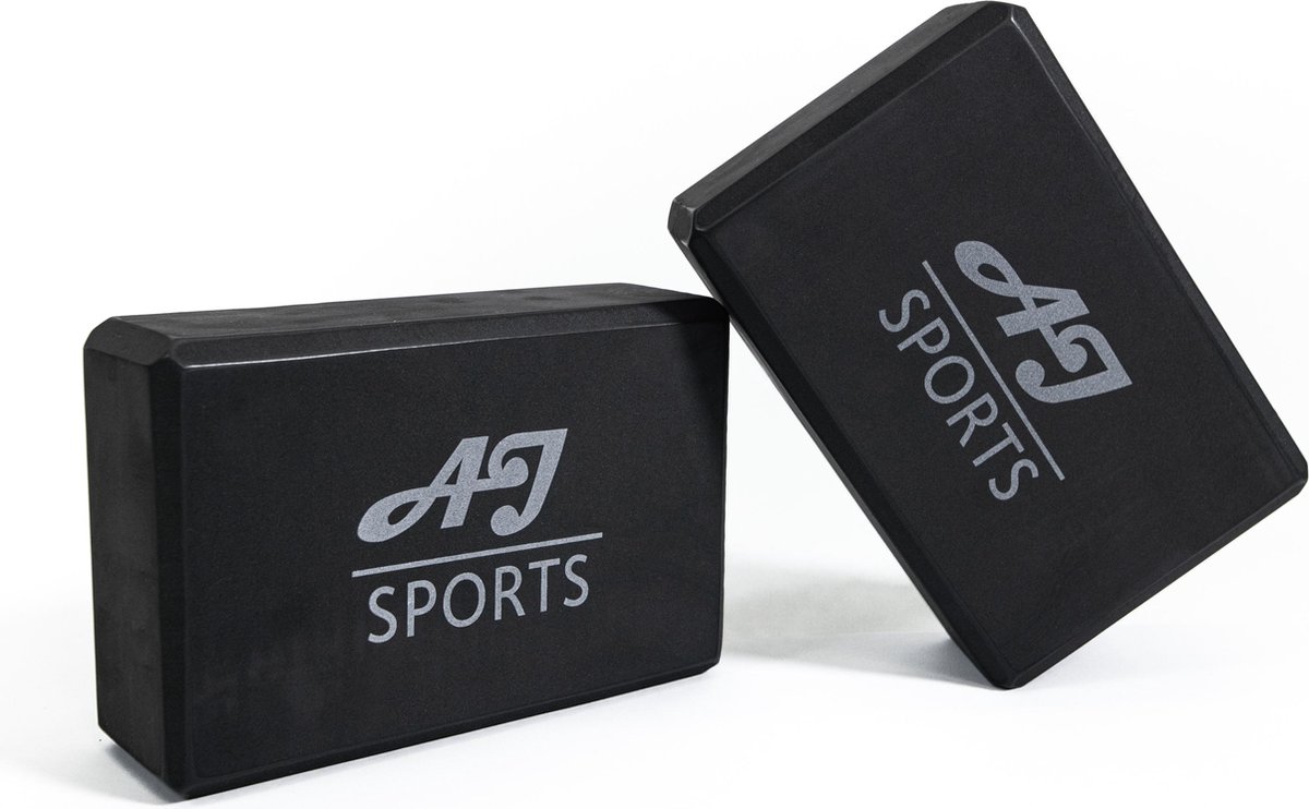 AJ-Sports Yoga Blokken - Set van 2 foam blokken - Yoga Blok - Yoga Kussen - Zwart - Yoga & Pilates - AJ-Sports
