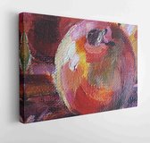 Canvas schilderij - Abstract oil paint texture on canvas. . Oil texture, creative backdrop with artistic brush strokes. Illustration for your design. Apple Image.  -     433144336