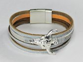 Leren ibiza-armband Es Figueral Silver