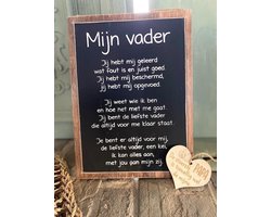 Creaties van Hier - Tekstbord mijn vader inclusief houten hartje papa - 30x22 cm - natural-black - mooie tekst - moederdag - verjaardag - cadeau - landelijk stoer en sfeervol