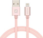 Swissten Lightning naar USB kabel - 2M - Gevlochten kabel geschikt voor iPhone 7/8/X/11/12/13/14 - Roze