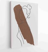 Canvas schilderij - Women body wall art vector set. boho earth tone line art drawing with abstract shape. 3 -    – 1823785565 - 40-30 Vertical