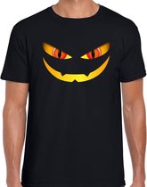 Halloween - Monster gezicht halloween verkleed t-shirt zwart voor heren - horror shirt / kleding / kostuum S