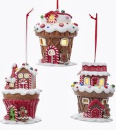 Set van 10cm Kurt S. Adler Gingerbreadhuisjes met led