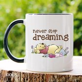 Never stop dreaming- Customized mokken en bekers - mokken met tekst - mokken - bekers - cadeautje - cadeau voor vrouw - cadeau vor man - keramiek servies - cadeautje voor haar - cadeautje voo
