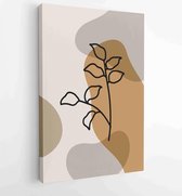 Canvas schilderij - Foliage line art drawing with abstract shape. Abstract Plant Art design for print, cover, wallpaper, Minimal and natural wall art. 1 -    – 1861710913 - 80*60 V