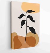 Canvas schilderij - Foliage line art drawing with abstract shape. Abstract Plant Art design for print, cover, wallpaper, Minimal and natural wall art. 4 -    – 1861710913 - 80*60 V