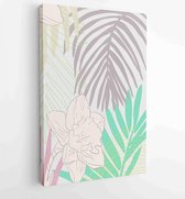 Canvas schilderij - Summer tropical wall arts vector. Palm leaves, coconut leaf, monstera leaf, line arts 4 -    – 1922500793 - 40-30 Vertical