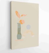 Canvas schilderij - Floral and Foliage in bottle line art drawing with abstract shape 2 -    – 1920148466 - 40-30 Vertical