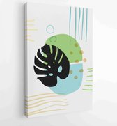 Canvas schilderij - Summer tropical wall arts vector. Palm leaves, coconut leaf, monstera leaf, line arts 1 -    – 1922500769 - 50*40 Vertical