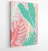 Canvas schilderij - Summer tropical wall arts vector. Palm leaves, coconut leaf, monstera leaf, line arts 1 -    – 1922510714 - 80*60 Vertical