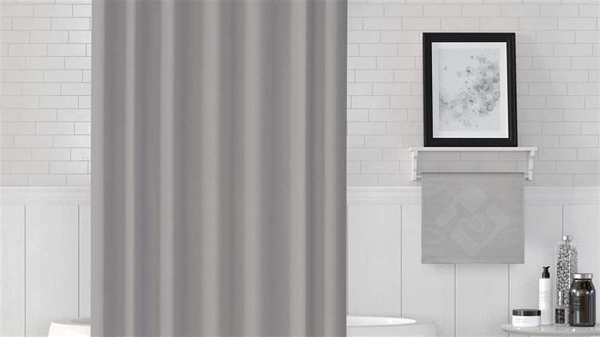 Zethome Douchegordijn Effen Grijs 180x200 cm met Ringen Polyester Waterdicht...