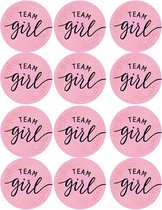 Sluitsticker – Sluitzegel Team Girl - Rose / Goud Glitter| Geboorte kaart - Envelop | 20 stuks | Envelop sticker | Cadeau - Gift - Cadeauzakje - Traktatie - Bedankt | Chique inpakk