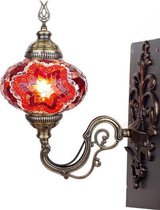 Handgemaakte Turkse wandlamp oranje rood Oosterse Mozaïek Marokkaanse lamp