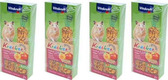 Vitakraft - Hamstersnack - 2 in 1 Vitakraft hamster kracker fruit - 112 gram - per 4 doosjes