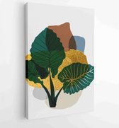Canvas schilderij - Botanical wall art vector set. Golden foliage line art drawing with abstract shape 4 -    – 1899845974 - 50*40 Vertical